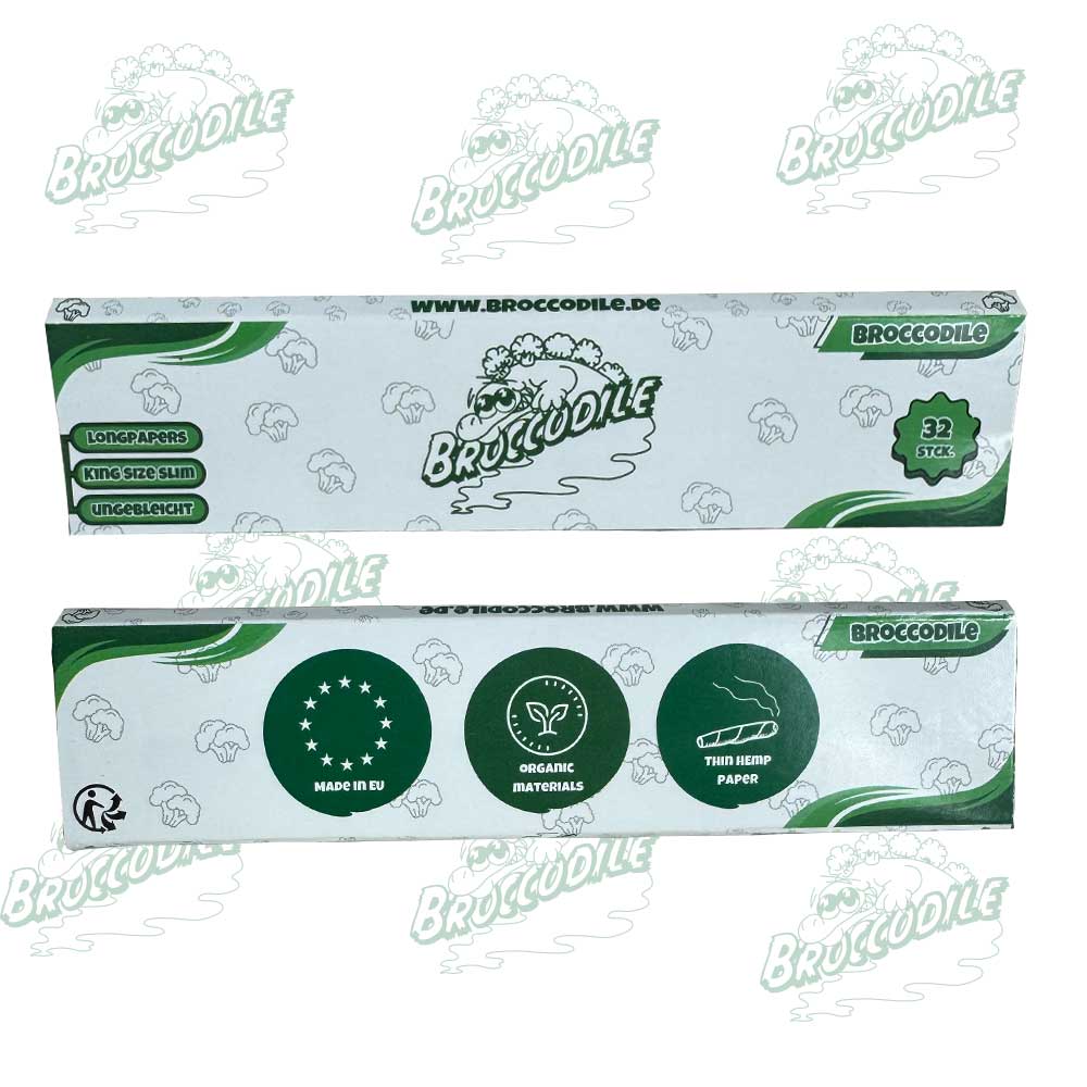 Broccodile King Size Slim Nature White Heft von Vorder- und Rückseite