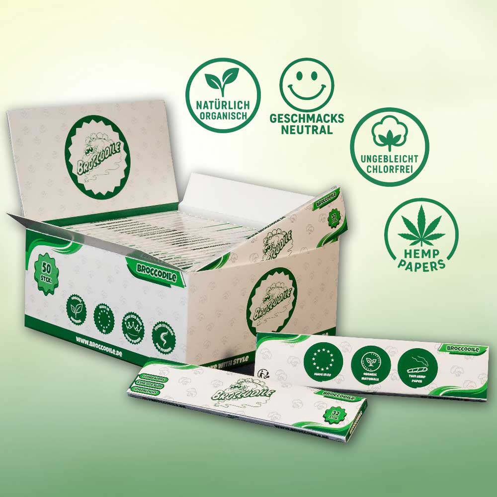 Broccodile 10x King Size Slim Long Papers Nature White im Produktdisplay