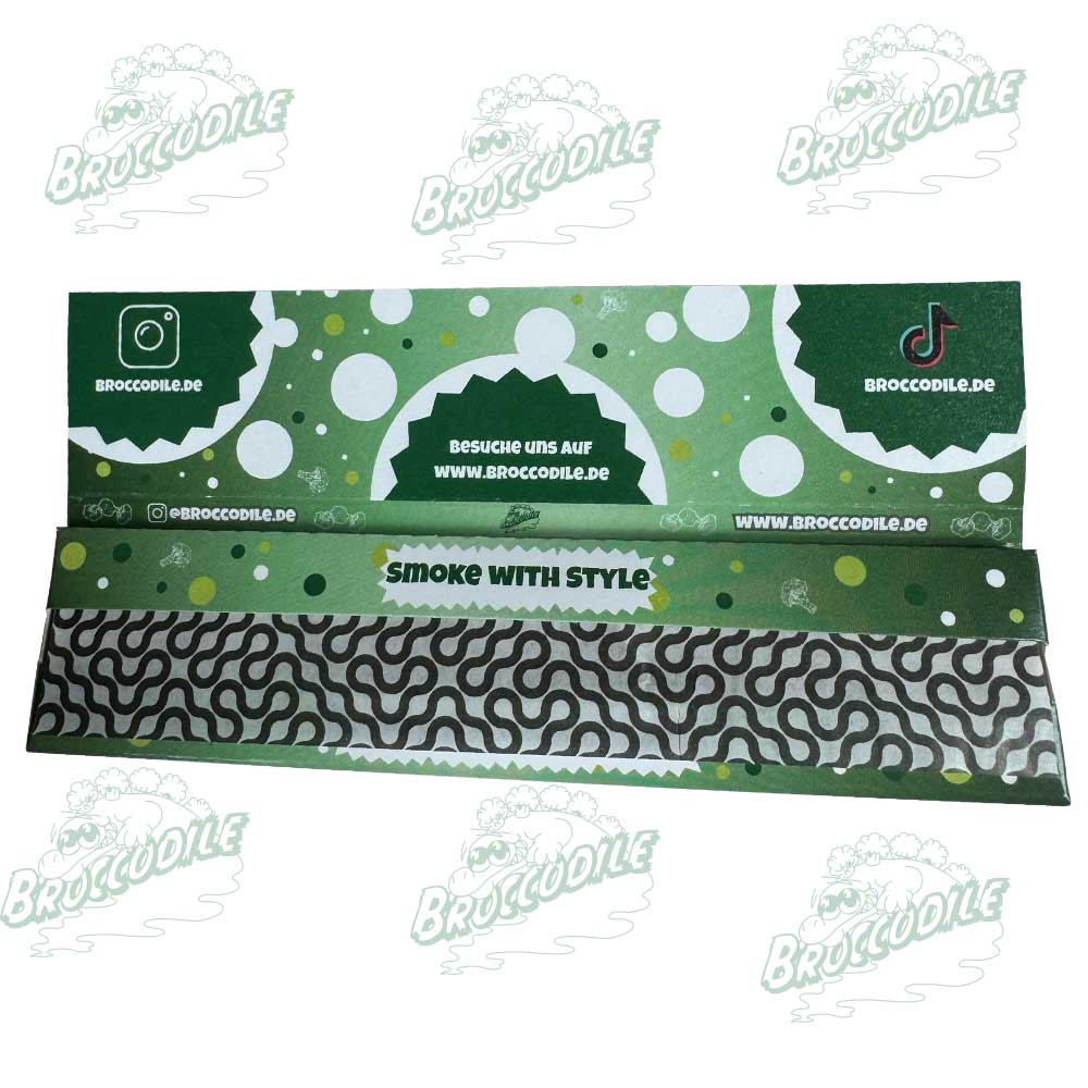 10x Premium Long Papers – Broccodile King Size Slim Hemp Papers – Nature - Green – Bild 3