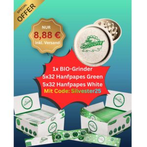 Broccodile Starter Bundle – Bio Grinder und 320 Blatt Hemp Long-Papers
