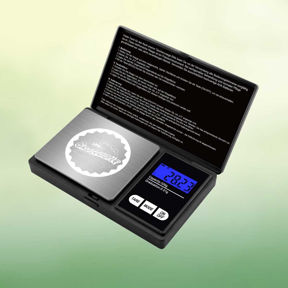 Broccodile Digitale Feinwaage 500g + 10x 32 Long Papers aus 100% Biohanf King Size Slim – Bild 4